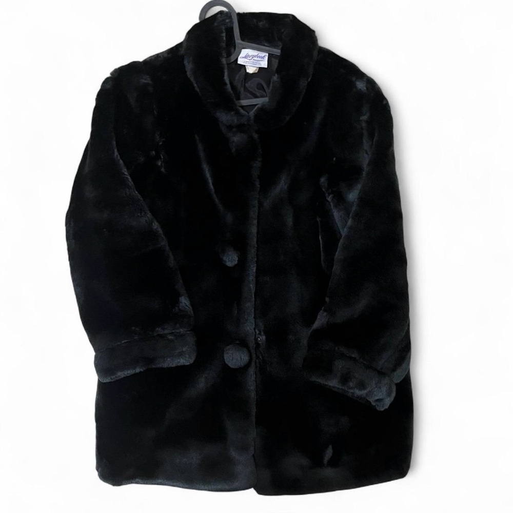 [SOLD] Elegant Black Faux Fur Pea Coat